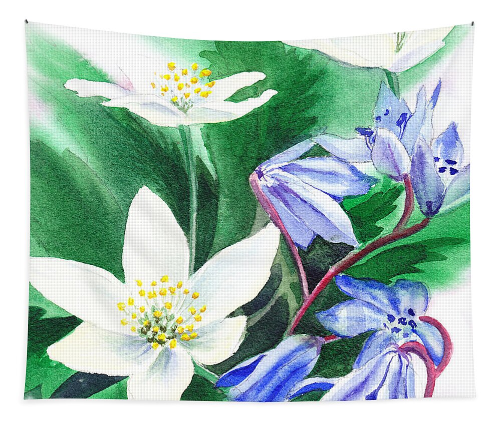 Jasmime Tapestry featuring the painting Spring Flowers #2 by Irina Sztukowski