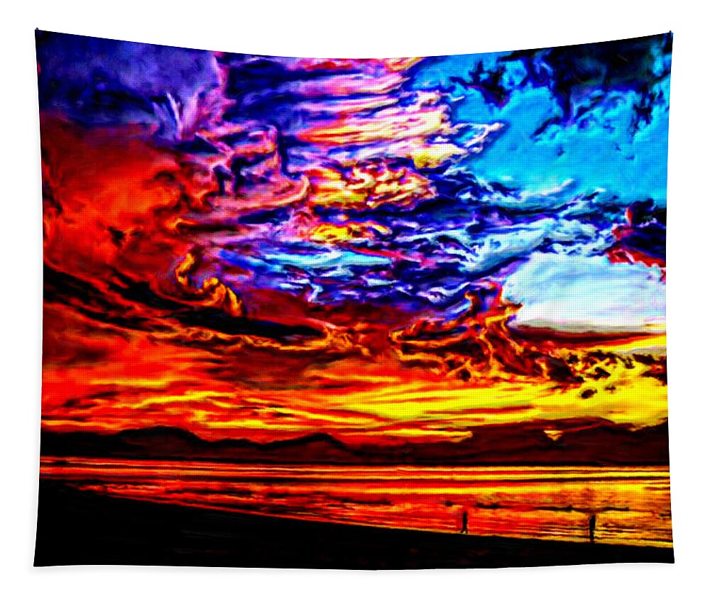 Sunset Tapestry featuring the painting Sunset in the Clouds #1 by Bruce Nutting