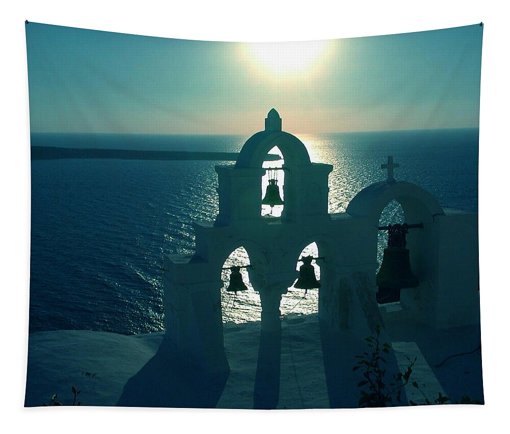 Coletteguggenheim Tapestry featuring the photograph Sunset Santorini Greece #1 by Colette V Hera Guggenheim