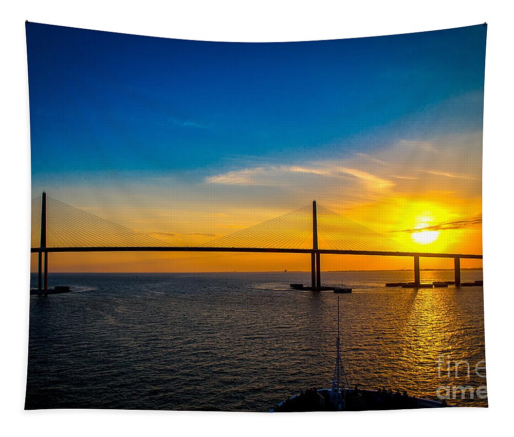 Sunshine Skyway Bridge Tapestry featuring the photograph Sunshine Skyway Bridge by Rene Triay FineArt Photos