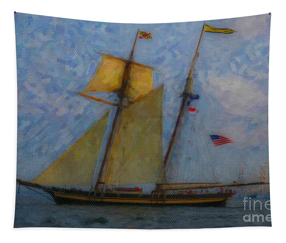 Tall Ship Tapestry featuring the digital art Tall Ship Sailing by Dale Powell