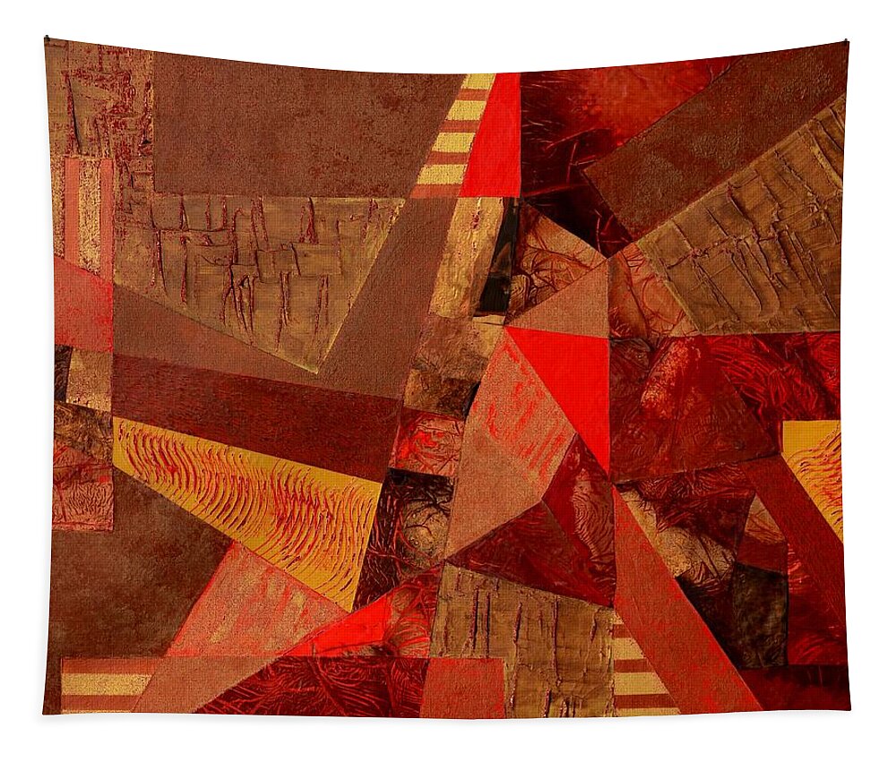 Red Tapestry featuring the painting Teamwork by Linda Bailey