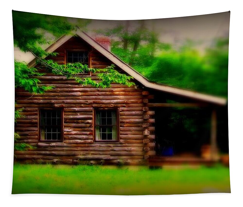  Log Cabin Tapestry featuring the photograph The Rustic Log Cabin by Marysue Ryan