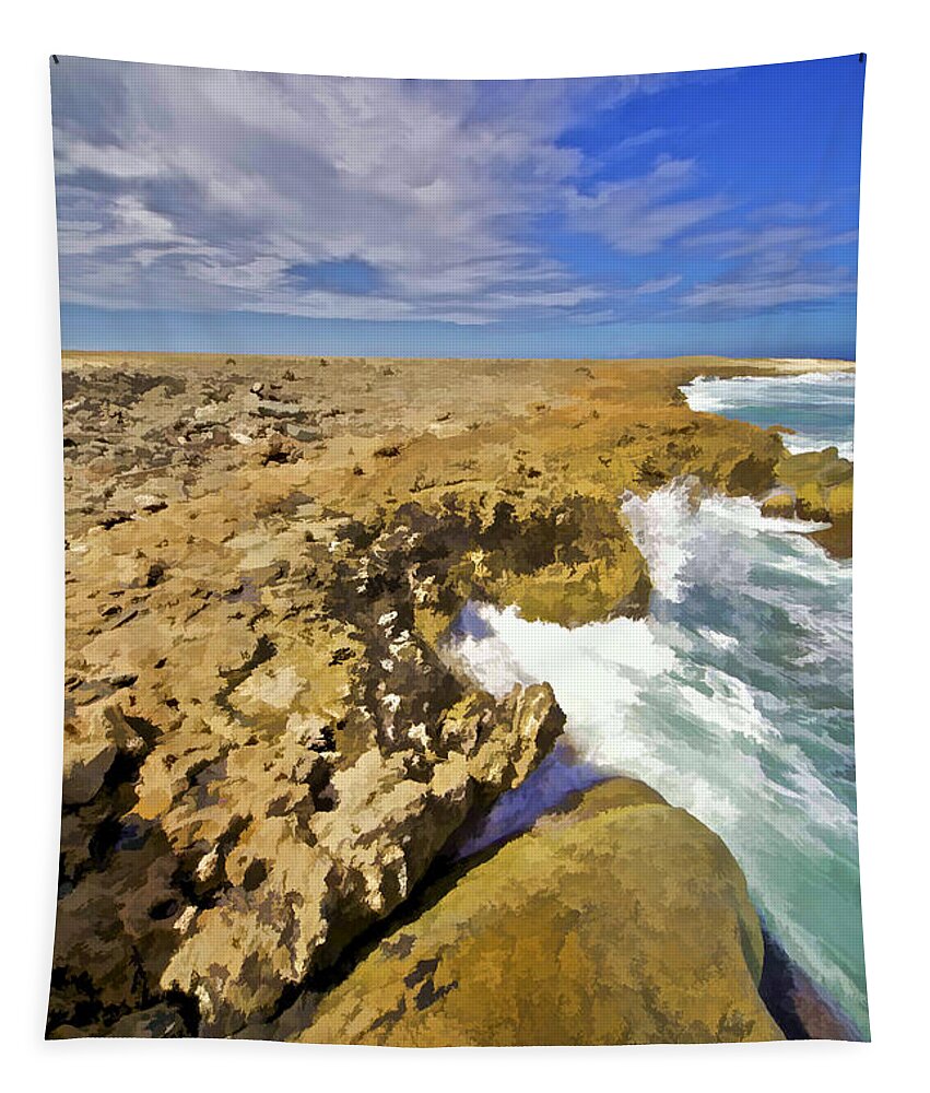 Abc Islands Tapestry featuring the photograph The Rough Side of Aruba #2 by David Letts