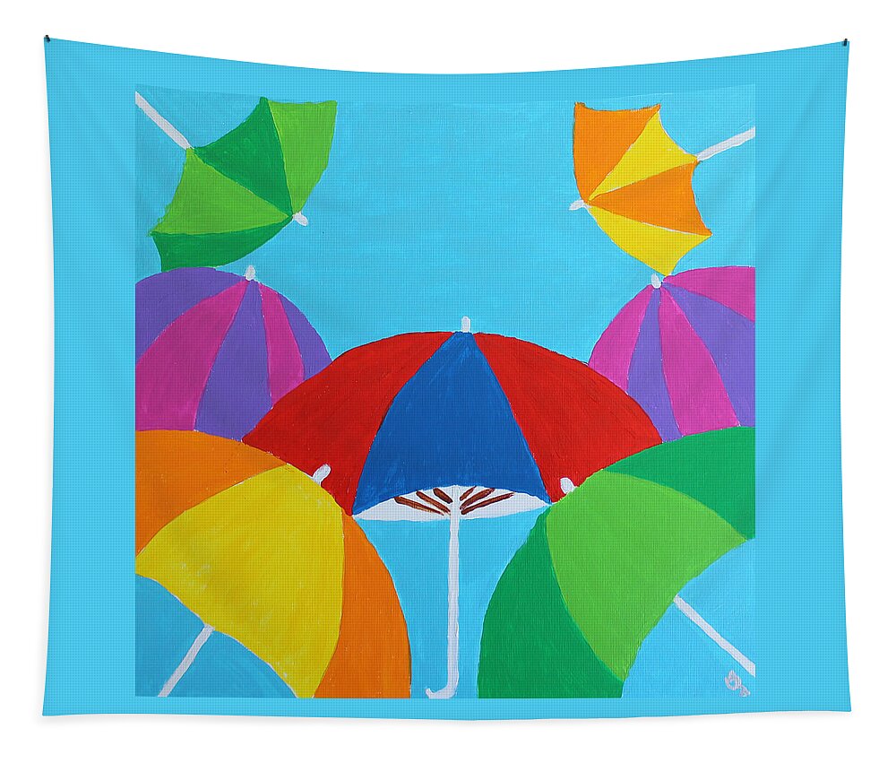 Umbrellas Tapestry featuring the painting Umbrellas by Deborah Boyd