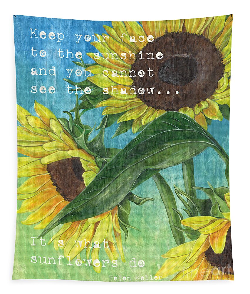 Flowers Tapestry featuring the painting Vince's Sunflowers 1 by Debbie DeWitt
