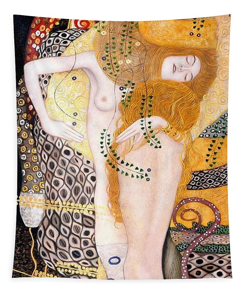 Gustav Klimt Tapestry featuring the painting Water Serpents I by Gustav Klimt