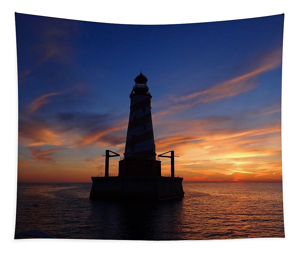 Lighthouse Tapestry featuring the photograph White Shoal Light #3 by Keith Stokes