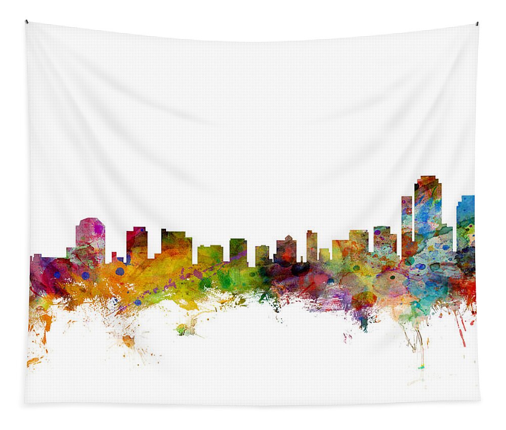 United States Tapestry featuring the digital art Wilmington Delaware Skyline by Michael Tompsett