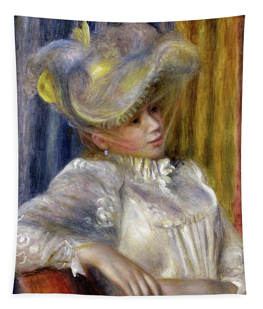 Pierre-auguste Renoir Tapestry featuring the painting Woman with a Hat #2 by Pierre-Auguste Renoir