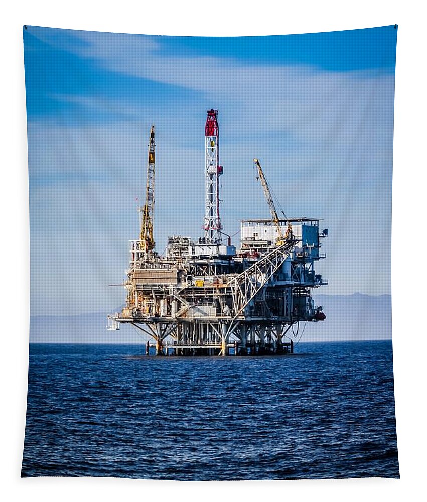 Oil Tapestry featuring the photograph Oil Rig #10 by Henrik Lehnerer
