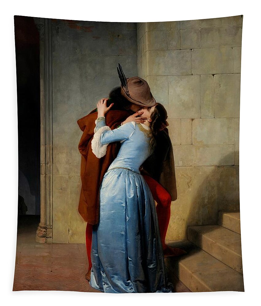Lovers Tapestry featuring the painting The Kiss by Francesco Hayez