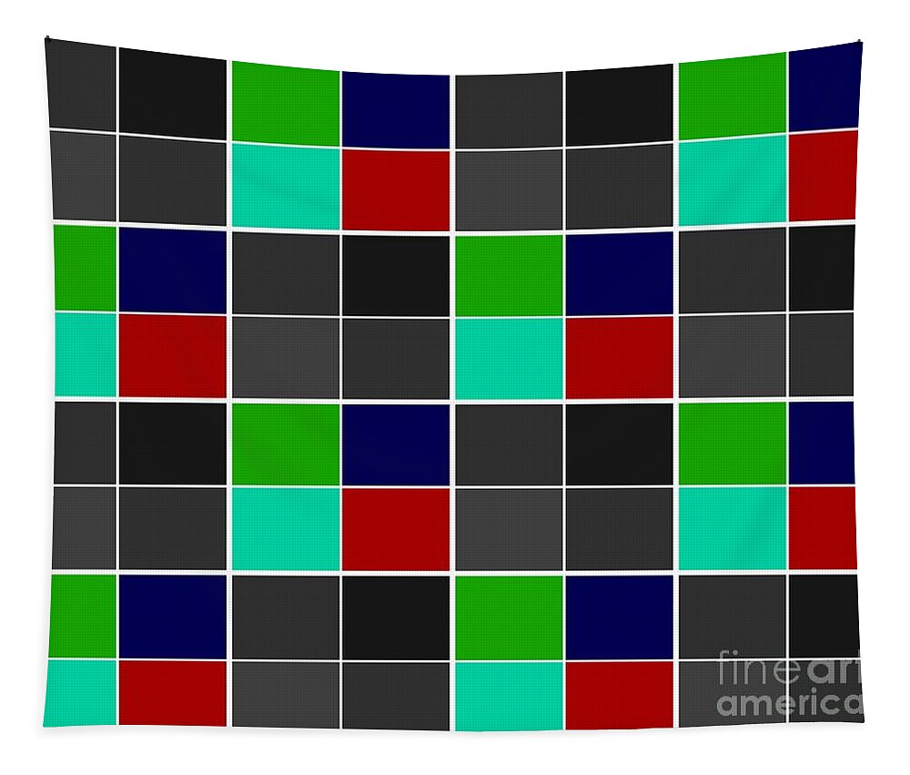 Tiled Color Blocks With Lime And Red Tapestry featuring the digital art Tiled Color Blocks with Lime and Red by Barbara A Griffin