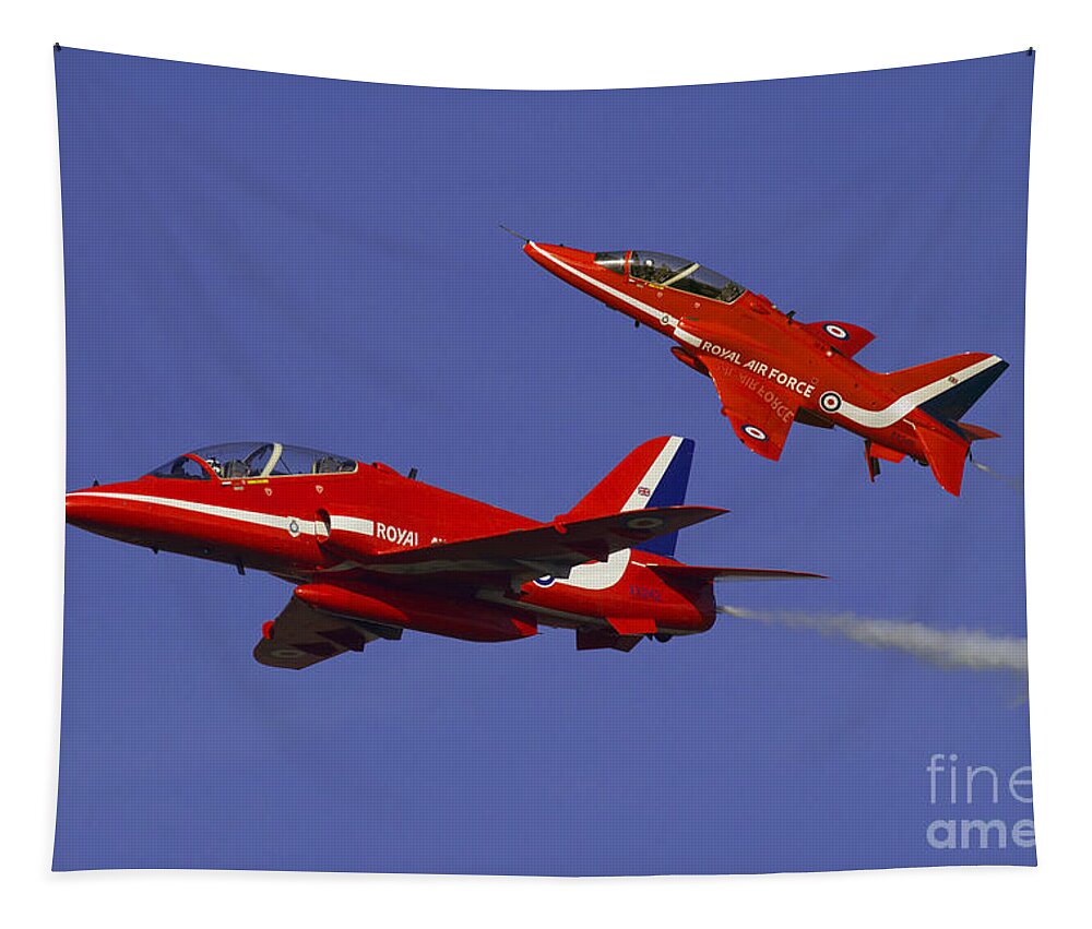 The Red Arrows Tapestry featuring the digital art Red Arrows by Airpower Art