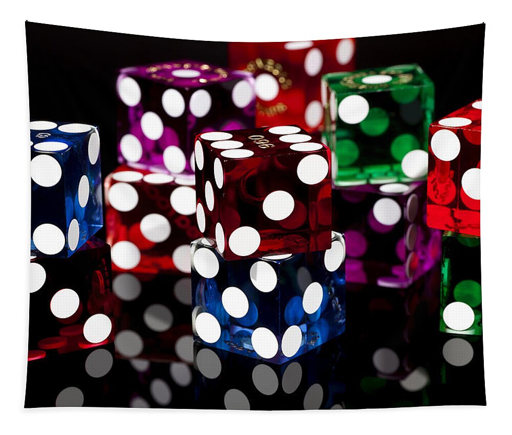 Dice Tapestry featuring the photograph Colorful Dice by Raul Rodriguez