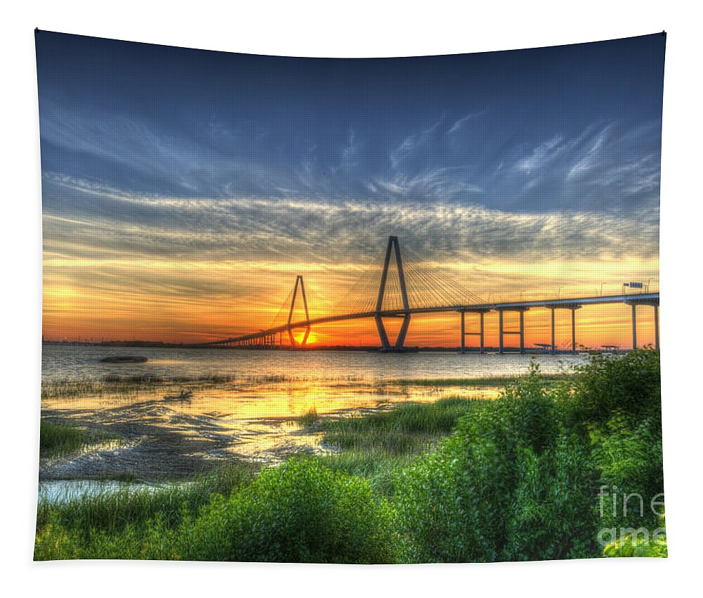 Arthur Ravenel Jr. Tapestry featuring the photograph Lowcountry Sunset by Dale Powell