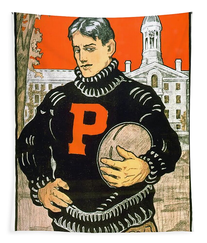1901 Tapestry featuring the digital art 1901 - Princeton University Football Poster - Color by John Madison