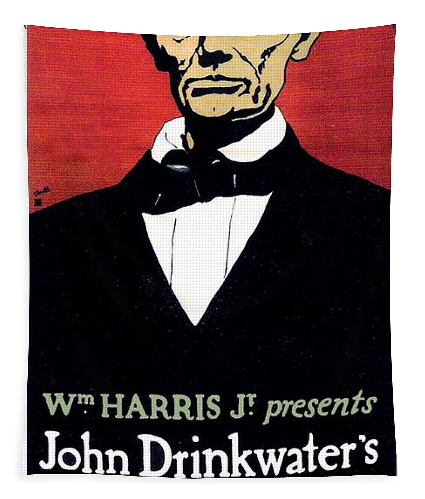 John Drinkwater Tapestry featuring the digital art 1919 - John Drinkwater's Play Abraham Lincoln Theatrical Poster - Color by John Madison