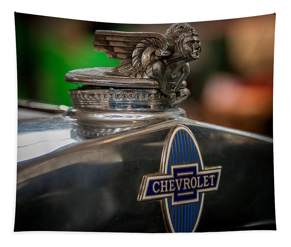 Car Tapestry featuring the photograph 1931 Chevrolet Emblem by Paul Freidlund