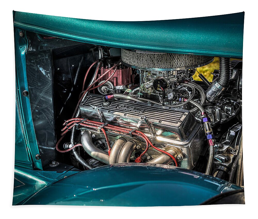 1931 Ford 5 Window Coupe Engine Tapestry featuring the photograph 1931 Ford 5 Window Coupe Engine by David Morefield
