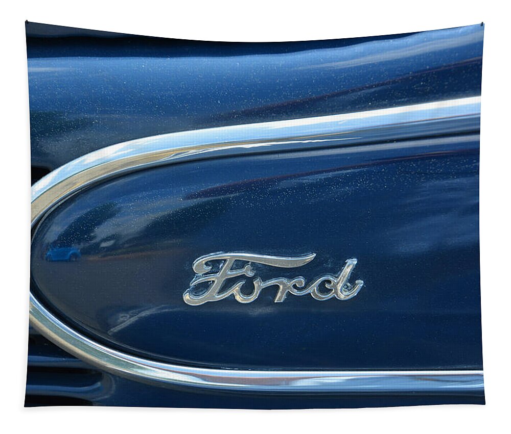 Ford Tapestry featuring the photograph 1939 Ford Emblem by Mike Martin