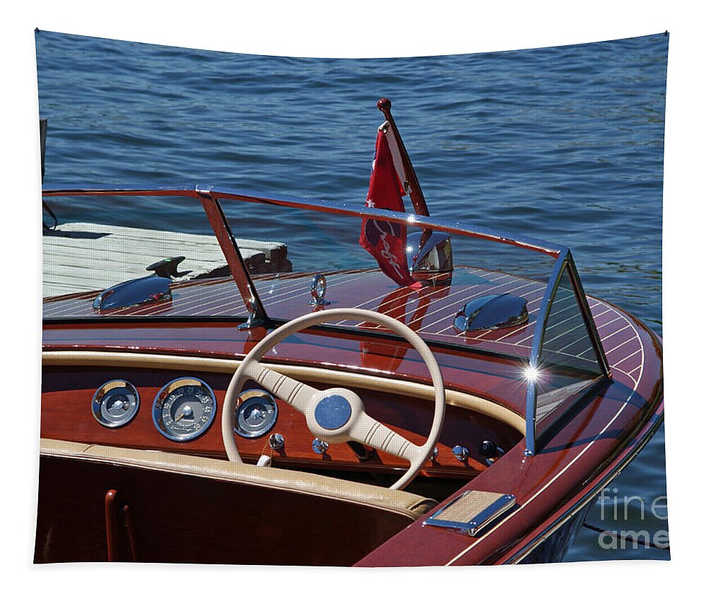 Boat Tapestry featuring the photograph 1957 Chris Craft Holiday by Neil Zimmerman