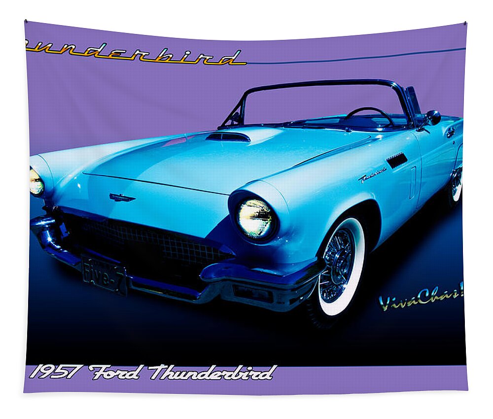 Hot Rod Art Tapestry featuring the photograph 1957 Thunderbird Poster by Chas Sinklier