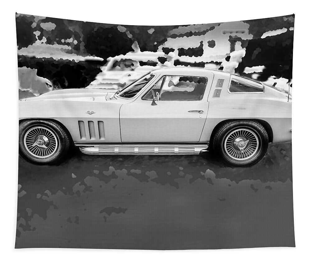 1965 Tapestry featuring the photograph 1965 Chevrolet Corvette Sting Ray Coupe BW by Rich Franco