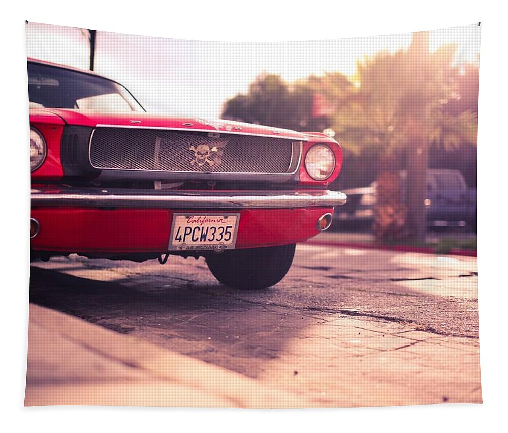Car Tapestry featuring the photograph 1966 Ford Mustang Convertible by Gianfranco Weiss