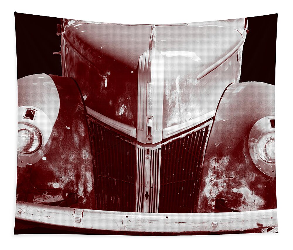 Car Tapestry featuring the photograph 1940s Ford Grill 21z by Cathy Anderson