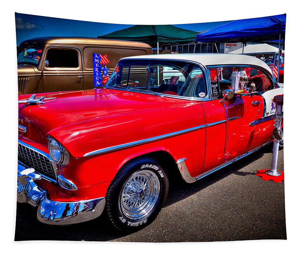 55 Tapestry featuring the photograph 1955 Chevy Bel Air #2 by David Patterson
