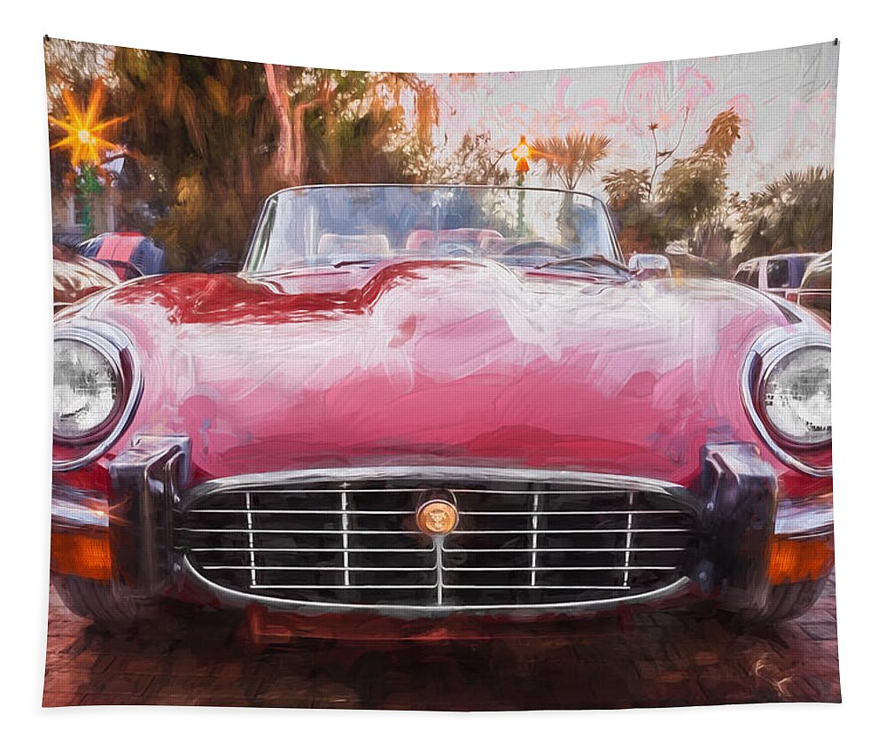 1975 Jaguar Xke Tapestry featuring the photograph 1975 Jaguar XKE V12 Convertible Painted #2 by Rich Franco