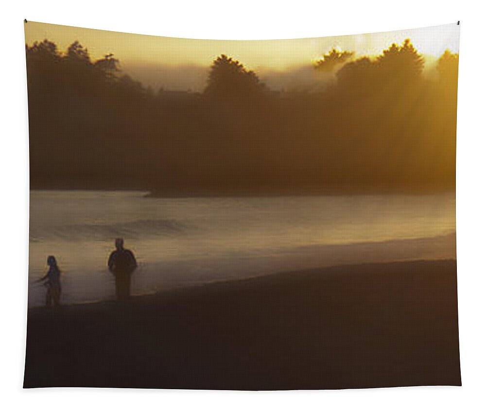 Sunset Tapestry featuring the photograph A Walk on the Beach #2 by Pam Holdsworth