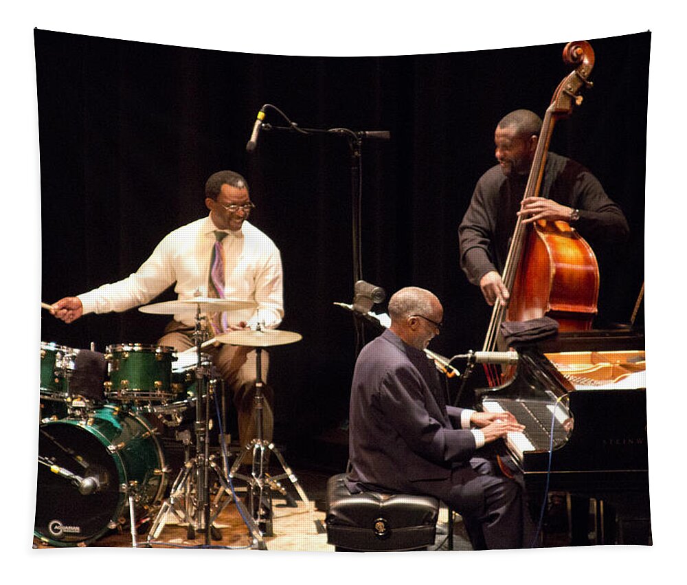 Jazz Tapestry featuring the photograph 2 Ahmad Jamal Pdx Jazz Fest 21feb14 by Lee Santa