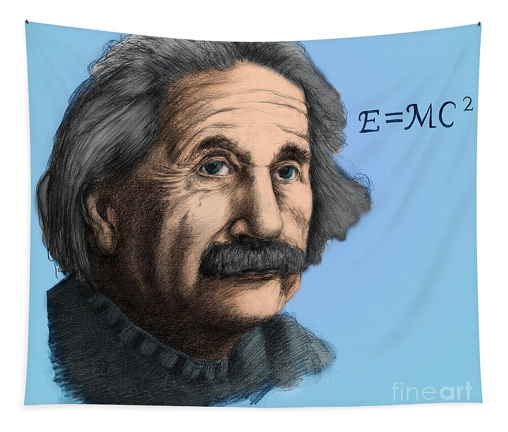 Science Tapestry featuring the photograph Albert Einstein, German-american by Spencer Sutton