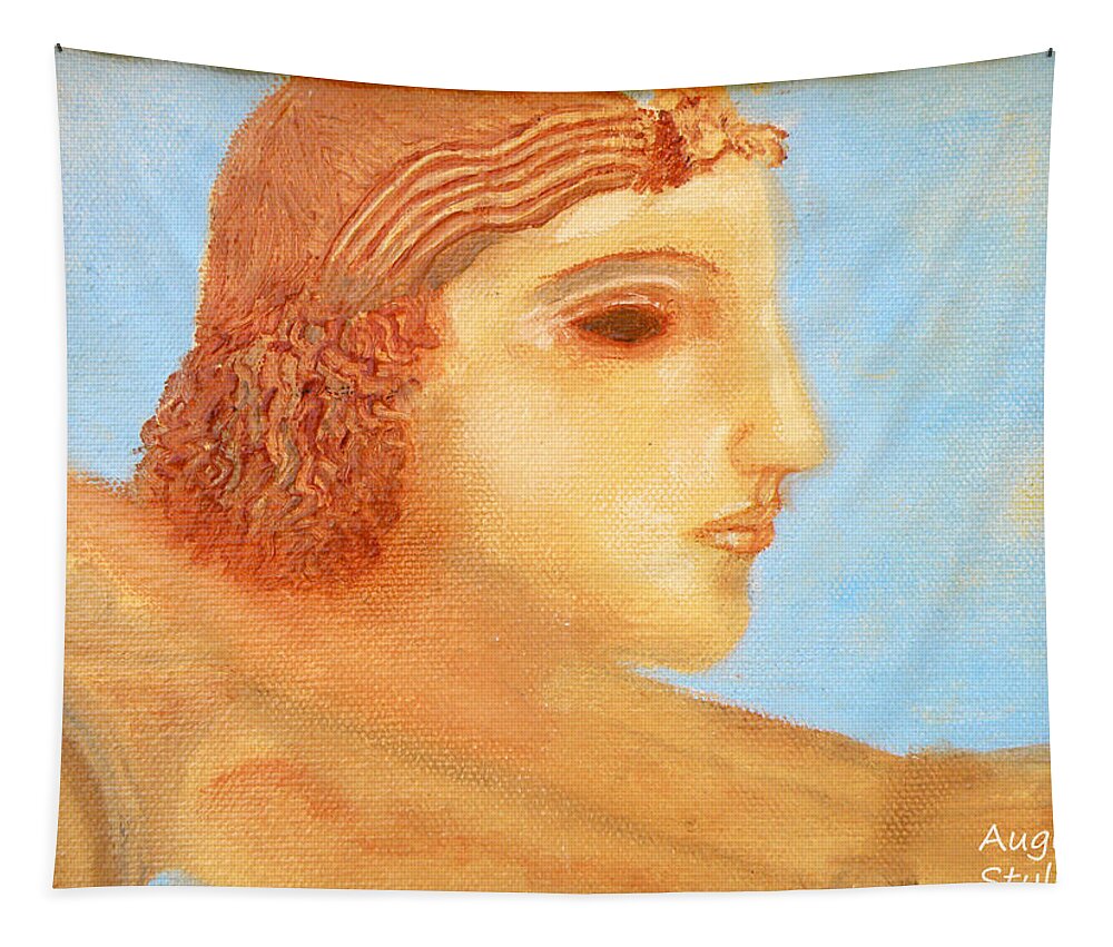 Augusta Stylianou Tapestry featuring the painting Apollo Hylates by Augusta Stylianou
