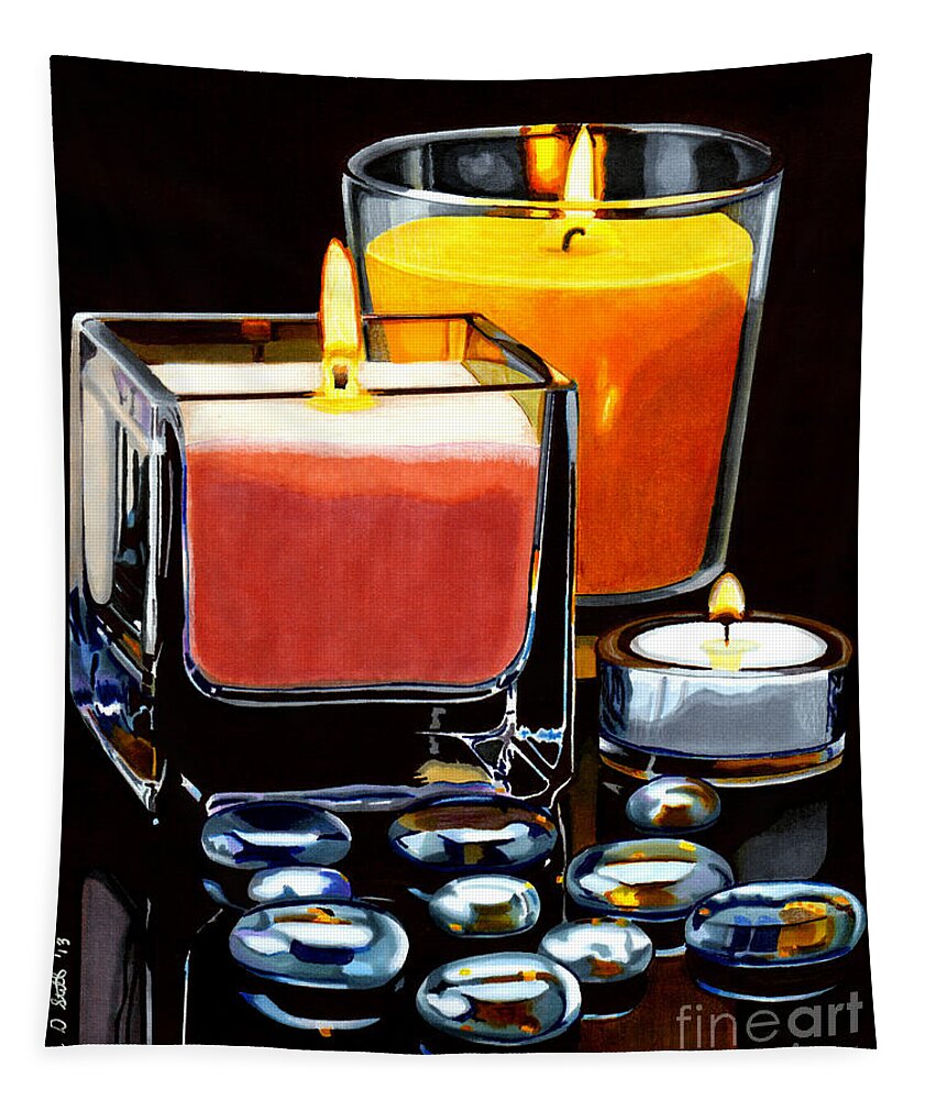 Candle Tapestry featuring the drawing Beautiful Reflection by Cory Still