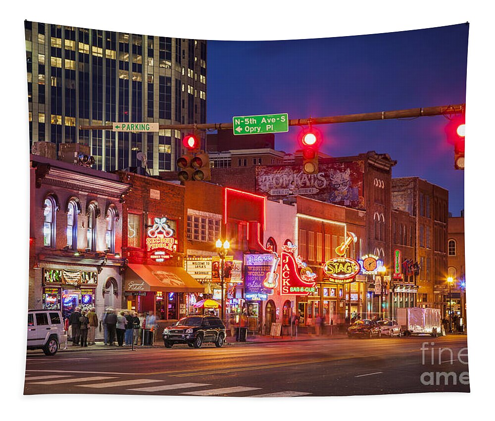 Nashville Tapestry featuring the photograph Broadway Street Nashville Tennessee by Brian Jannsen