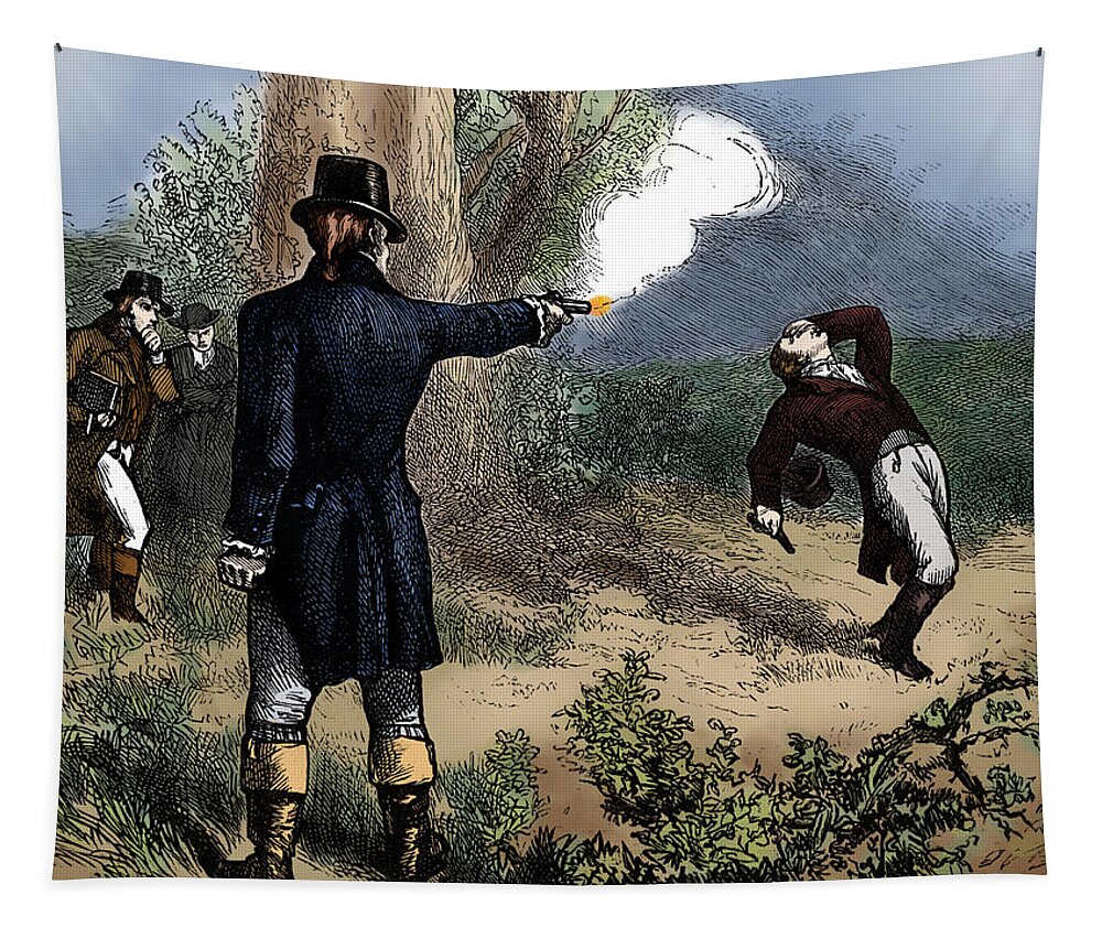 Government Tapestry featuring the photograph Burr-hamilton Duel, 1804 by Science Source