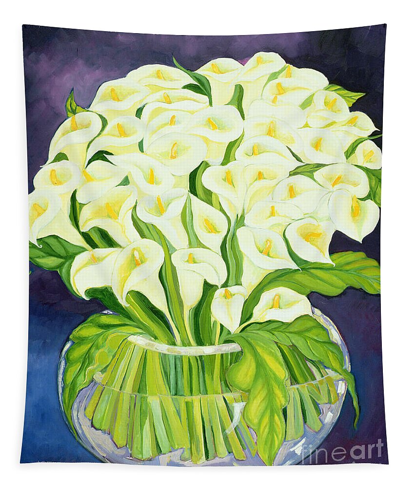 Flowers Tapestry featuring the painting Calla Lilies by Laila Shawa