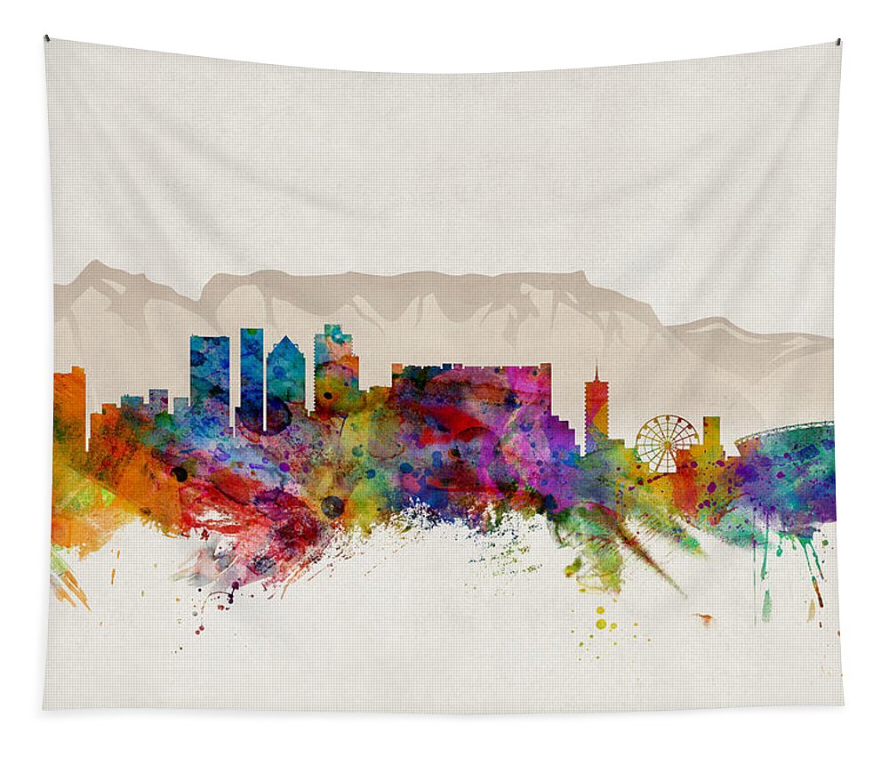 City Tapestry featuring the digital art Cape Town South Africa Skyline by Michael Tompsett