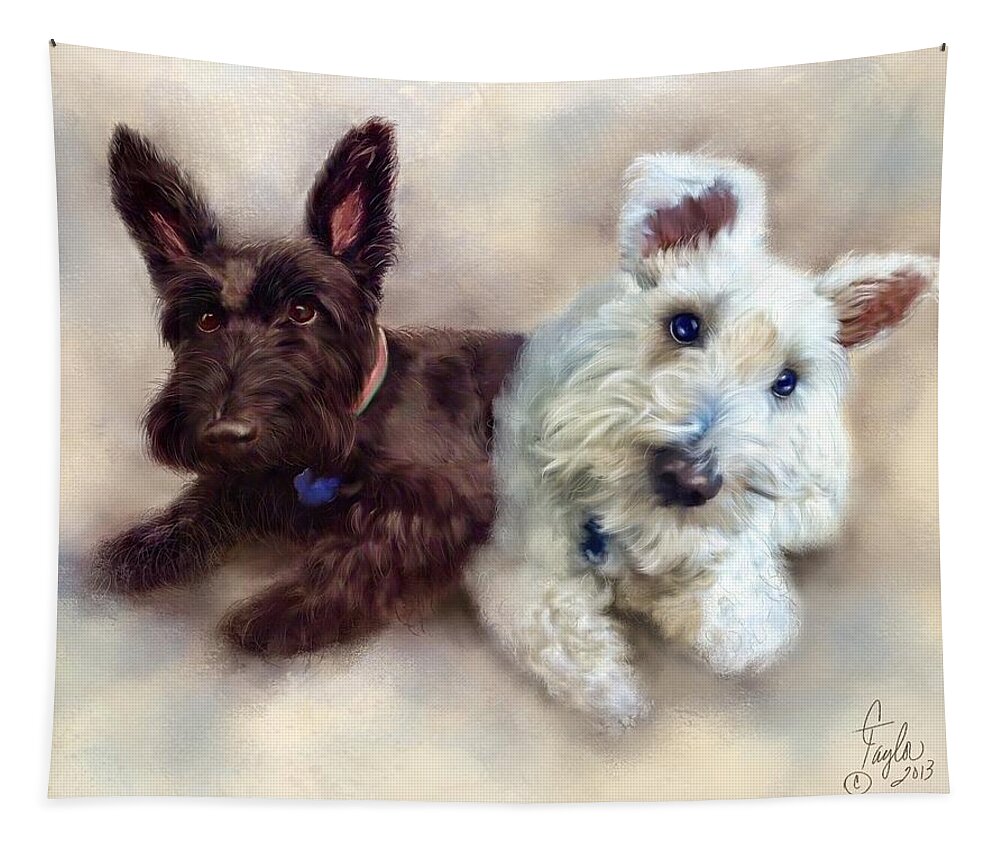 Dogs Tapestry featuring the painting Duncan and Zoe by Colleen Taylor