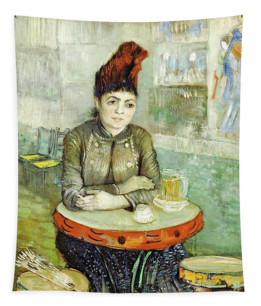 Vincent Van Gogh Tapestry featuring the painting In the cafe. Agostina Segatori in Le tambourin #7 by Vincent van Gogh