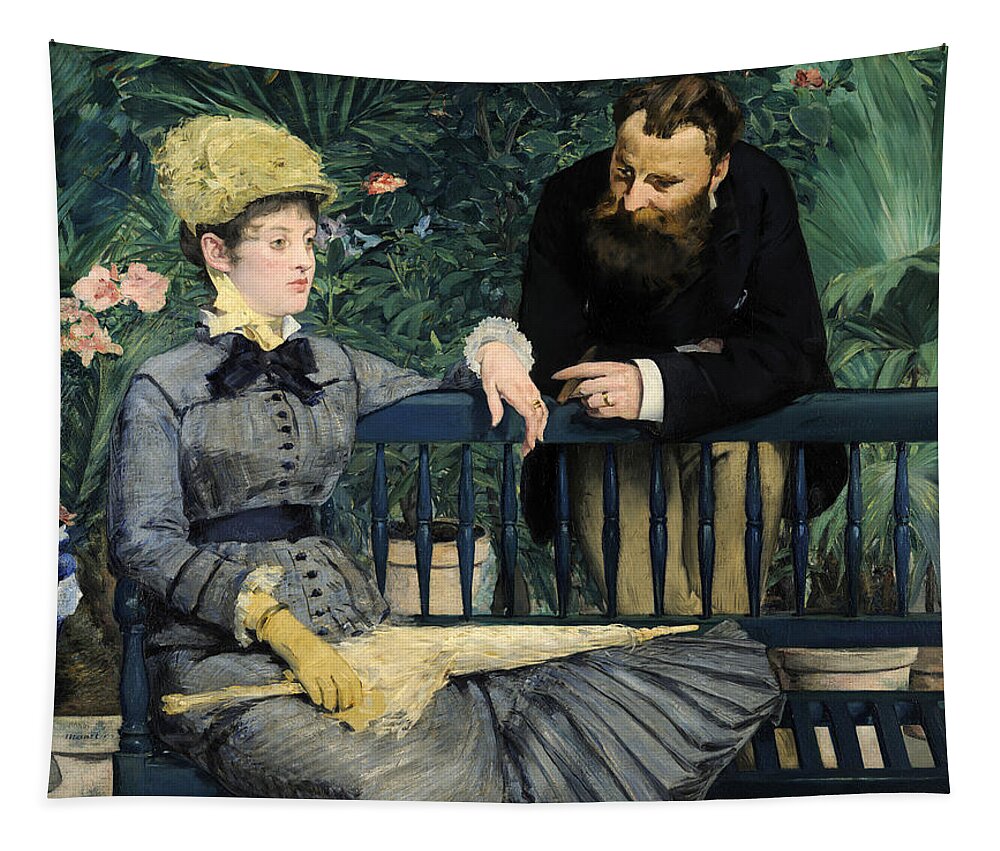Edouard Manet Tapestry featuring the painting In the Conservatory #9 by Edouard Manet
