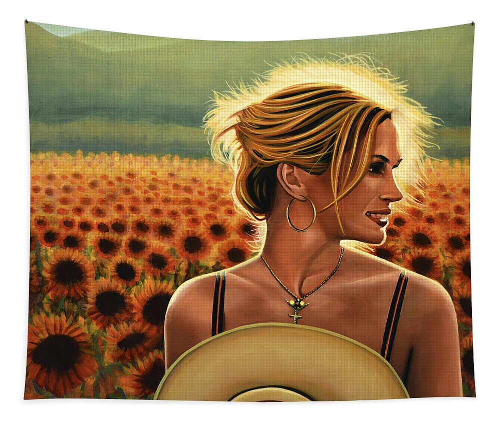 Julia Roberts Tapestry featuring the painting Julia Roberts by Paul Meijering