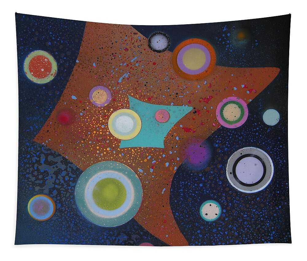 Kandinski Tapestry featuring the painting Kandinsky Attraction #2 by Fred Chuang