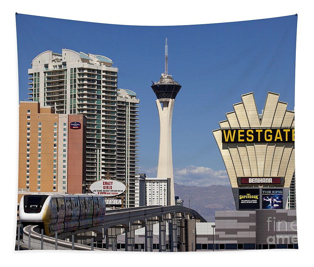 Stratosphere Tapestry featuring the photograph Las Vegas Monorail #2 by Anthony Totah