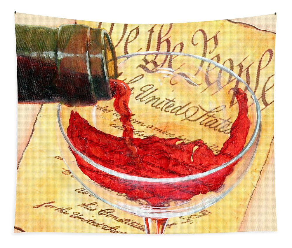 Red Wine Pour Tapestry featuring the painting Let Freedom Ring by Sandi Whetzel