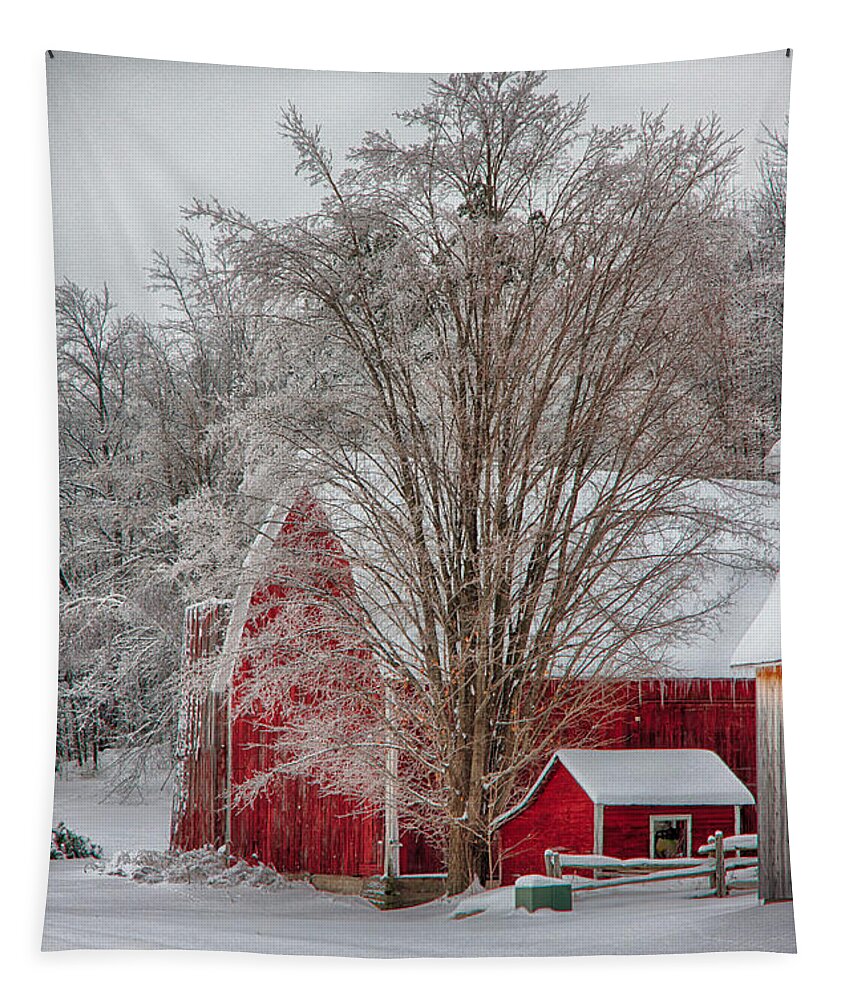 Scenic Vermont Photographs Tapestry featuring the photograph Red vermont barn #2 by Jeff Folger