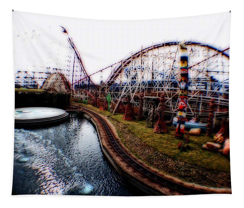 Disney Tapestry featuring the photograph Pleasure Beach - UK - Theme Park Roller Coaster by Doc Braham